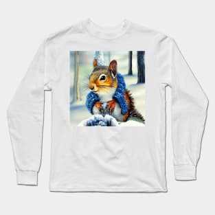 Squirrel in Winter Moods Long Sleeve T-Shirt